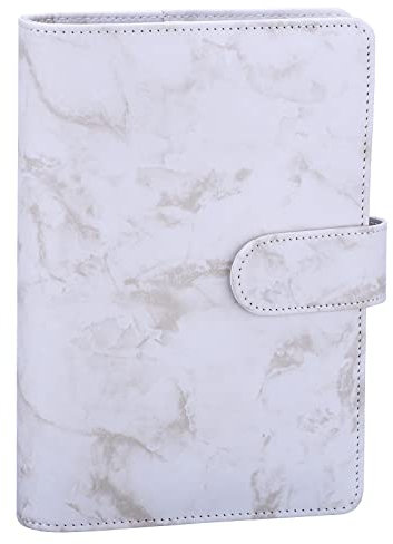 Antner A6 Budget Binder 6 Ringe nachfüllbar Notizbuch Planer Cover für A6 Nachfüllpapier PU Leder lose Blätter persönlicher Planer Geld Organizer Budget Brieftasche mit Magnetverschluss Marmor Beige