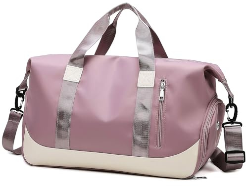 Tokeya Bolsa Deporte con Compartimento Zapatos y Bolsillo Húmedo, Violeta | Mujer Bolsa de Viaje de Mano Plegable, Impermeable Macuto Gimnasio, Ligera Fin de Semana Travel Bag, Fitness Natación