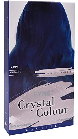FYNE Crystal Colour Coloration capillaire semi-permanente (bleu foncé) – Tanzanite – Coloration agréable et facile pour femme | Formule revitalisante intégrée