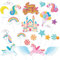 DPKOW 23pcs Rainbow Unicorn Cupcake Toppers - Happy Birthday Cake Decorations for Kids' 1st-4th Birthdays
