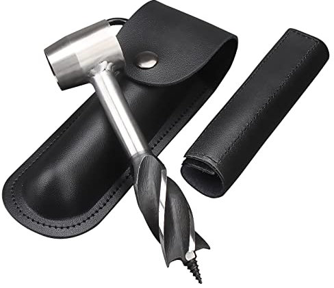 Tarière de survie manuelle avec étui, outil de survie pour le travail du bois, foret hélicoïdal pour bois Scotch Eye et outil de perçage