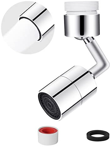 Ainiv Schwenkbarer Wasserhahn, 720° Schwenkbarer Wasserhahn mit Spritzfilter, Verstellbarer Wassersparender Wasserhahn aus ABS und Zinklegierung, Wasserhahn Aufsatz für M22/24 Wasserhahn Küche Bad