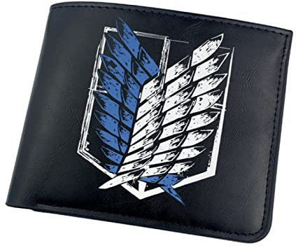 Lsiwen Anime geldbörse Attack on Titan Geldbörse mit großem Fassungsvermögen für Herren und Damen mit kurzer Magnetschnalle und halbgefalteter PU-Brieftasche