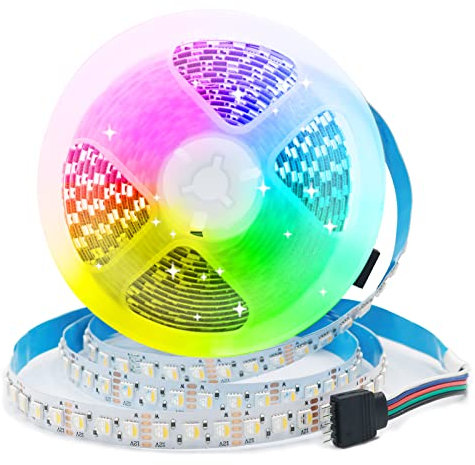 Arotelicht RGBW LED Streifen 12V 5M 108LEDs/M Super Hell RGB+Warmweiß(2700K-3000K) 4 Farben in 1 LED Band 5050SMD Selbstklebend IP20 Nicht wasserdicht LED Licht Streifen Lichtband Leiste Band Für Deko