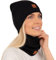 Mikos* Damen Set Mütze & Loop Baumwolle Long Beanie Hut mit Schal-Loop Herbst Winter Tolles Warm, Stretchy Elastischer, Wintermütze Junge-n Mädchen Streetwear 703 (Schwarz)