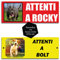 GFD - Cartello ATTENTI AL CANE - Personalizzabile con la foto ed il nome del proprio cane - Disponibile in vari sfondi di colori - Misura: 20x10cm - Made in Italy
