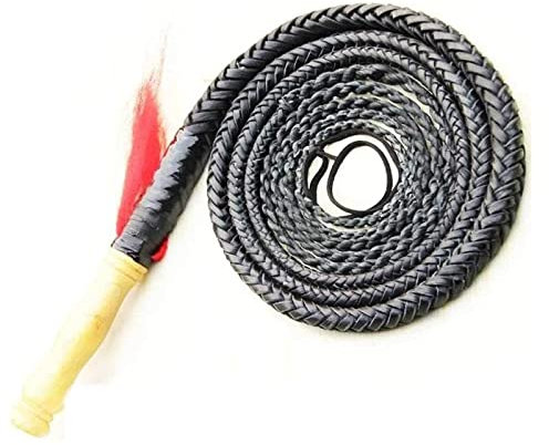SKaTR Handgefertigte Bullenpeitsche, 1–6 m (3,3–19,7 ft), Schwarze Bullenpeitsche aus echtem Leder, Cowboy-Lange Viehpeitsche,Schwarz,4.5M