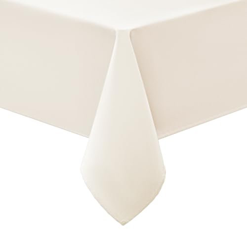 smiry Tischdecke Abwaschbar Rechteckig 140x220cm Tischtuch Polyester Wasserabweisend Lotuseffekt Tischwäsche Schmutzabweisend Abwischbare Tafeldecke für Party Küche, Beige