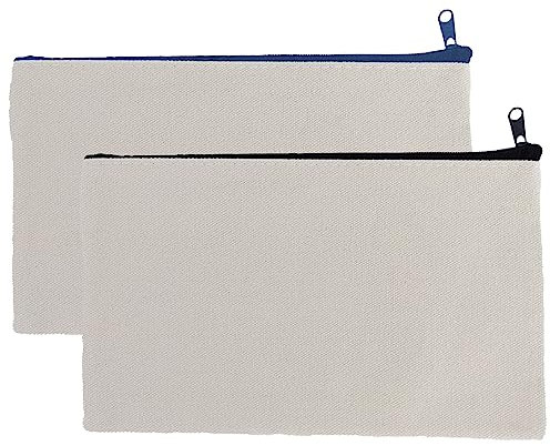 2 Pcs DIY Vierge Pochette Tissu, Toile Trousse de Rangement en Tissu Trousse Personnalisable Pochette Maîtresse pour Voyage Activités en Classe