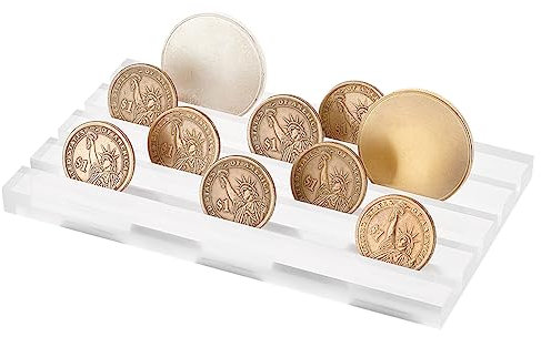 FINGERINSPIRE 4 Reihe Klarer Acryl Challenge Münzständer 5 mm Rillen Gedenkmünzen Vitrine Militär Münzsammlungsdisplays Münzaufbewahrungsregal Für 12 16 Münzen