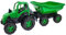 BUSDUGA 4338 Kindertraktor grün 70cm, Traktor mit Anhänger inkl. Kippmechanismus, Schaufel und Rechen Sandspielzeug Garten Outdoor Sandkasten