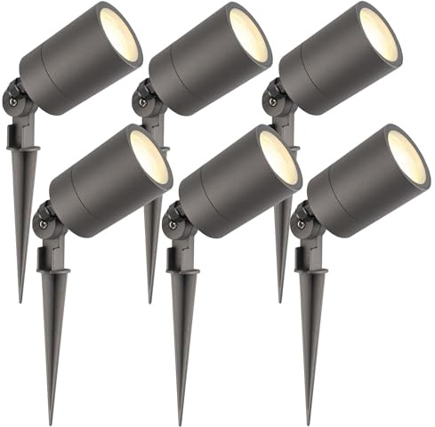 Ledvion - 6X LED Gartenstrahler, Anthrazit, IP65, 5W, 2700K, 2M Kabel, LED Spots, Gartenspots