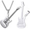 U7 Gitarre Musiker Kette Herren Edelstahl Plektron Halter Bass Anhänger Plektrum Halskette Pendant Necklace Mens Hip Hop E-Gitarre Silberkette Gitarrenanhänger Modeschmuck für Männer Jungen