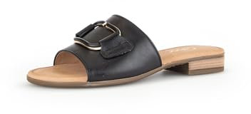 Gabor Damen Pantoletten, Frauen Slipper,Leichte Mehrweite (G),Gartenschuhe,Sommerschuhe,sommerclogs,Sandalen,schwarz (Uni+Gold),44 EU / 9.5 UK