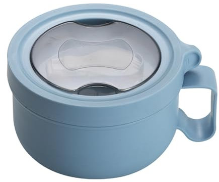 CUSROS Multifunctional Bowl Microwave Safe Noodle 850ml Soup with Handle Large Capacity Food Grade Bpa Instant Heat Insulated Lunch Blue