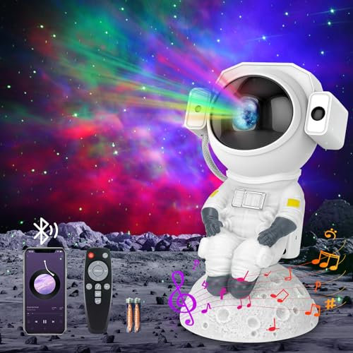 Fokky Sternenhimmel Projektor, Astronaut Projektor mit Bluetooth, Timer und Fernbedienung, Astronaut Sternenhimmel Projektor für Kinder-Nachtlicht, Raumdekoration, Geschenke für Weihnachten/Geburtstag