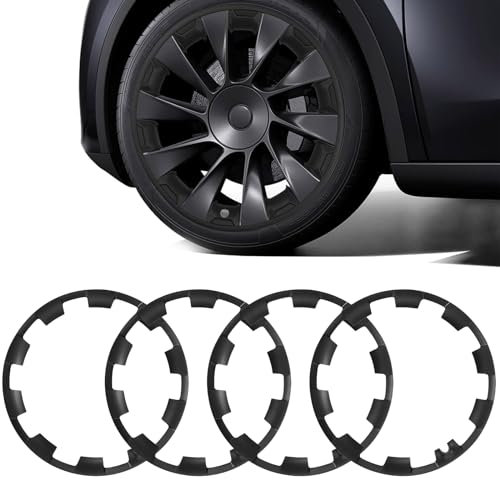 LIROPAU Felgenrand-Schutz Radkappe Räder für Tesla Model Y 20 Zoll Felgenabdeckungen All-in-One-Felgenschutz für Model Y 2019-2024, ABS Felgenschutz, Set mit 4 Felgenschutz, Schwarz (Model Y)