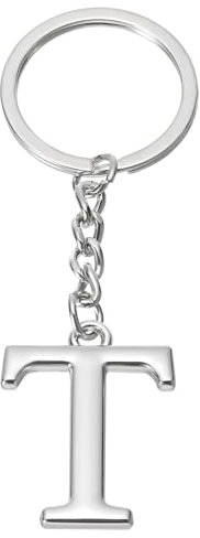 PATIKIL Initial Letter Schlüsselanhänger, Buchstabe T Schlüsselanhänger DIY Anhänger Schlüsselring Tasche Rucksack Dekoration für Männer Frauen Partygeschenke, Silber