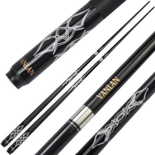 VANLAN Professionelle Billardqueues, 147,7 cm, Carbon, langlebig, Kleiner Kopf, Poolqueues, Billard-Queues, Billard-Queues, Billard-Zubehör, Schwarz
