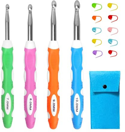 Lewhoo Large Crochet Hooks for Arthritic Hands, Ergonomic Crochet Hook Size L M N P in Case