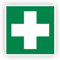 5 pegatinas Primeros auxilios con laminado de protección UV, 10 x 10 cm, para botiquín de primeros auxilios, pegatinas de seguridad, señal de advertencia de cruz verde, señal de rescate según ASR A
