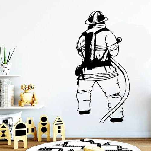 ZEALPLANT Feuerwehrmann-Wandaufkleber, Feuerwehrmann, Feuerwehr, dekorativer Wandaufkleber, Kinderzimmer, Jungenschlafzimmer, dekorative Tapete