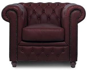 Original Chesterfield Sessel - Modell Brighton FT | The Chesterfield Brand | Handgefertigt aus 100% echtem Leder | Klassische englische Farben | 12 Jahre Garantie (Antique Burgundy)