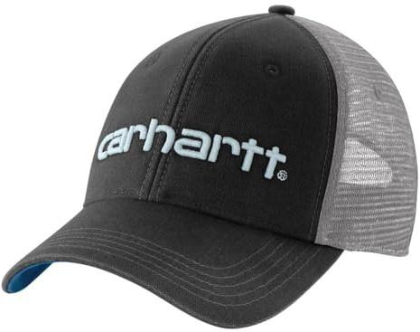 Carhartt Herren Canvas Mesh Back Logo Graphic Cap, Schwarz/Dunkelblau, Einheitsgröße