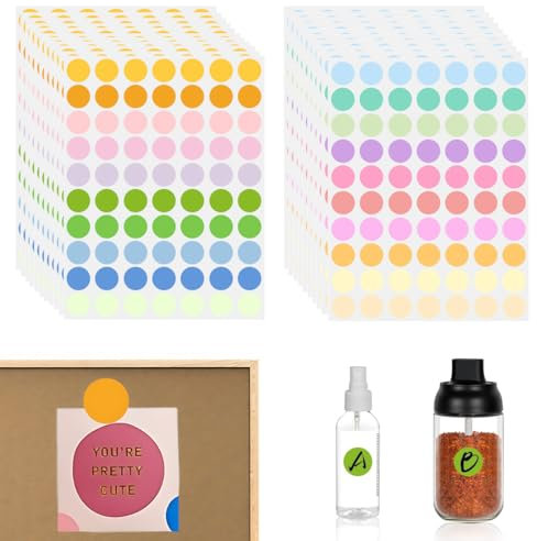 AUEFUDQ 1400 Stück 19 mm Klebepunkte Bunt 20 Farben Punkt Aufkleber Weihnachten Sticker, Aufkleber Rund, Bunte Klebepunkte, Farbige Etiketten Markierungspunkte Selbstklebende für Kalender Büro Schule