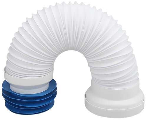 Desagüe de Inodoro 260-650 mm, PVC, Sellado Fiable, Flexible, Reemplazable, Conexión Universal para Sistemas Domésticos, Adecuado para Tuberías de 100-120 mm (Blanco, azul)