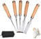 5 Stück Holz Meißel Set, Scharfes Stechbeitel Hohlbeitel Werkzeuge Set, CR-V Stahl Kante 6mm/10mm/12mm/18mm/24mm für DIY Kunsthandwerk