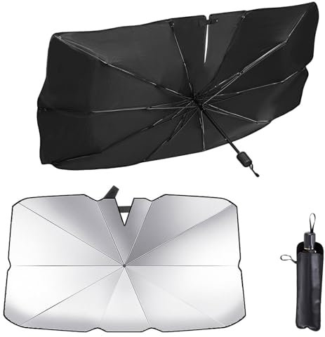Funnity Parasol de Coche para el Parabrisas, Material de Protección Solar, Plegable y Retráctil, Protección Ultravioleta, Adecuado para la Mayoría de Los Modelos
