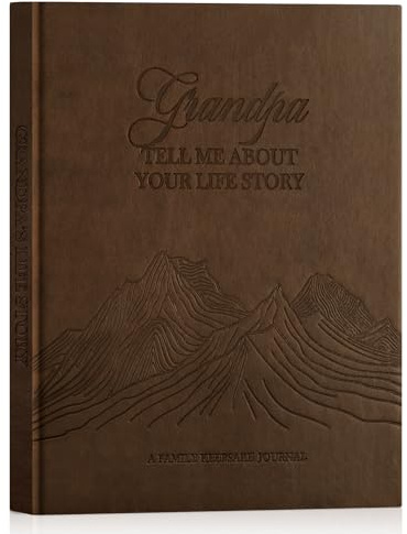 Lanpn Opa Erzähl Mir Deine Lebensgeschichte mit 270+ Fragen, Großväter Erzähl mal Geschichte Buch, Grandpa Life Story Journal Erinnerungsbuch, Vatertag Geburtstag Geschenk, Englisch, Braun