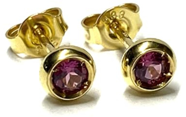 Ohrstecker 333/- Gold Rhodolith Klassiker Ohrring 5mm