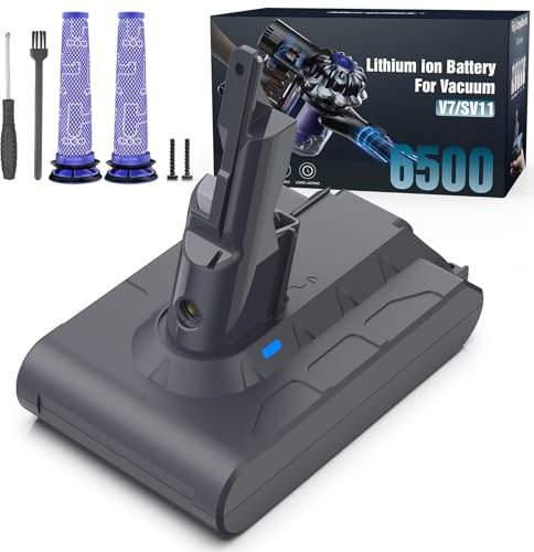 Morpilot V7 Batterie Haute Capacité Compatible avec Dyson V7 SV11 Motorhead Animal Mattress Fluffy Trigger Car+Boat Absolute Aspirateur sans Fil avec 2 Prefiltres, Vis, Tournevis