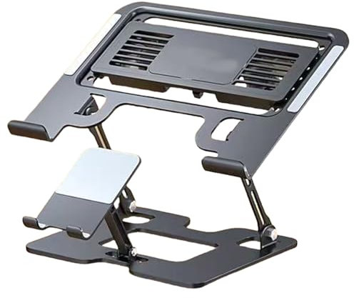 KAQNTUD 2 In 1 Metal Adjustable Phone & Laptop Stand Foldable Bracket For Laptop Desktop Holder Heat Dissipation Accessories Ergonomic Stand