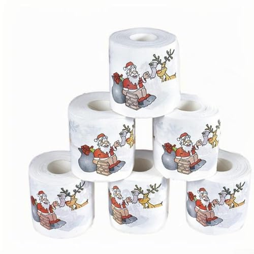 Yuanpgky Toilettenpapierrolle mit Weihnachtsmuster, lustiges Toilettenpapier, Badezimmer-Zubehör, Geschenke für Weihnachten (A)