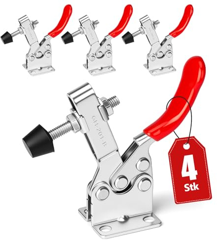 GH-201-B Kniehebelspanner Schnellspanner 4 Stück, 90KG Kapazität Horizontal Verstellbare Schnellverschlüsse für Schweißen Maschinenbetrieb Zimmerei, Quick Release Clamp Metall Horizontal Toggle Clamp