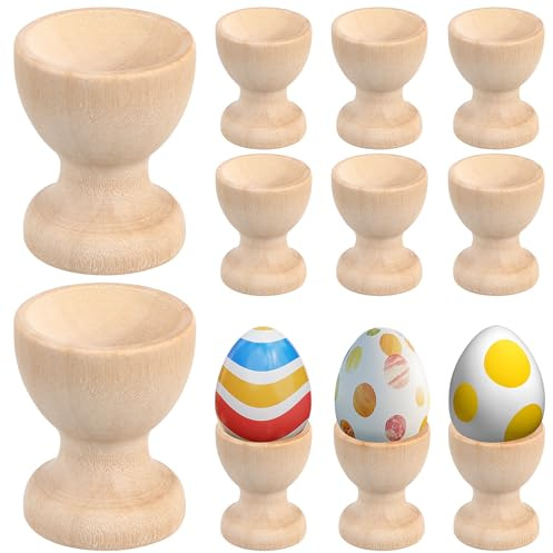 Alipis Wooden Egg Cups: 24pcs Unpainted Wood Egg Stands - Display Tray Rack for Diy Craft Painting Easter Party Decor