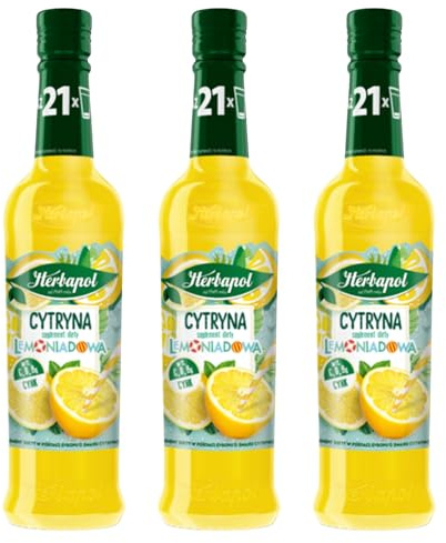 Herbapol Zitrone Limonade Sirup 3x 420ml - Getränkesirup für Wasser Vitamin C