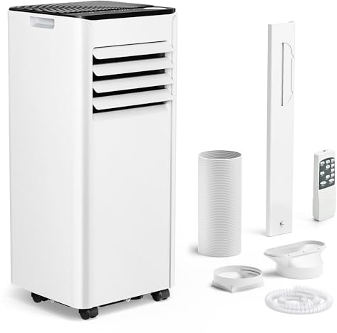 Mobiles Klimagerät 9000 BTU 2,6kW, Kühlen&Ventilieren&Entfeuchten, Raumgröße bis 25㎡, Mobile Klimaanlage mit Abluftschlauch