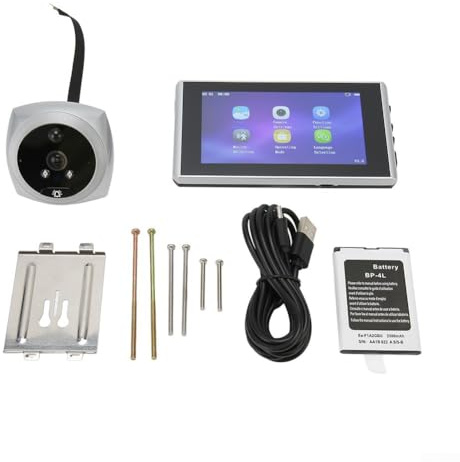 Spioncino digitale da 4,5 pollici, 1080p, 2 MP, con grandangolo a 160°, rilevamento del movimento, spioncino elettronico per la sicurezza domestica, adatto per porte da 35 a 105 mm