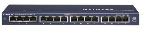 NETGEAR GS116UK Gigabit Ethernet Network Switch, Hub, Desktop and ProSAFE Lifetime Protection, 16 Port