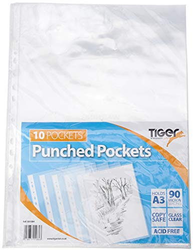 A3 Dokumentenmappe, „Punched Pocket“ in Hochformat von Tiger, 10 Stück Packung