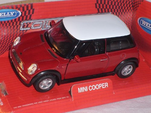 Welly New Mini Cooper Rot Weisses Dach Ca 1/43 1/36-1/46 Modellauto Modell Auto