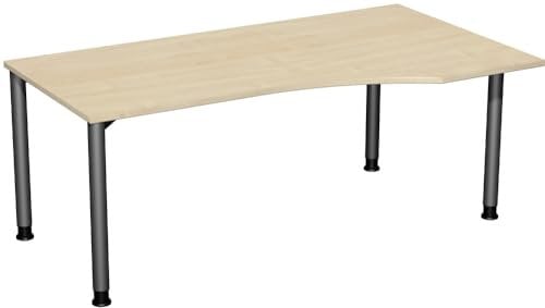 Gera Möbel 4 Fuß Flex Schreibtisch rechts höhenverstellbar, Holzdekor, ahorn/anthrazit, 180 x 100 x 72 cm