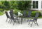 CONCEPT USINE - Salon de Jardin Aluminium - Ensemble Mobilier d'Extérieur : Table Rectangulaire Plateau en Verre + 6 Chaises Pliables et Inclinables - Gris - Design Rimini - Robuste Résiste à l'eau