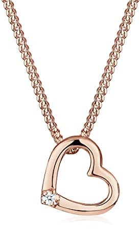 Elli DIAMONDS Halskette Damen Herz Anhänger Liebe mit Diamant (0.015 ct.) in 925 Sterling Silber Rosé vergoldet