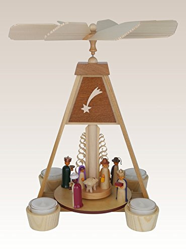 Rudolphs Schatzkiste Pyramide Christi Geburt farbig mit Teelichtern HxBxT 32x22x25,5cm NEU Weihnachtspyramide Tischpyramide Tischdekoration Kerze Dekoration Weihnachten Wärmespiel Lichter Figur Holz