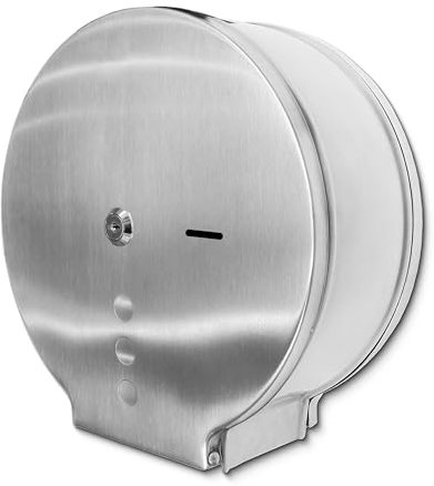 Blanc HYGIENIC Maxi Distributeur de Papier Toilette en Acier Inoxydable Mat Capacité Max. 280 mm par Rouleau